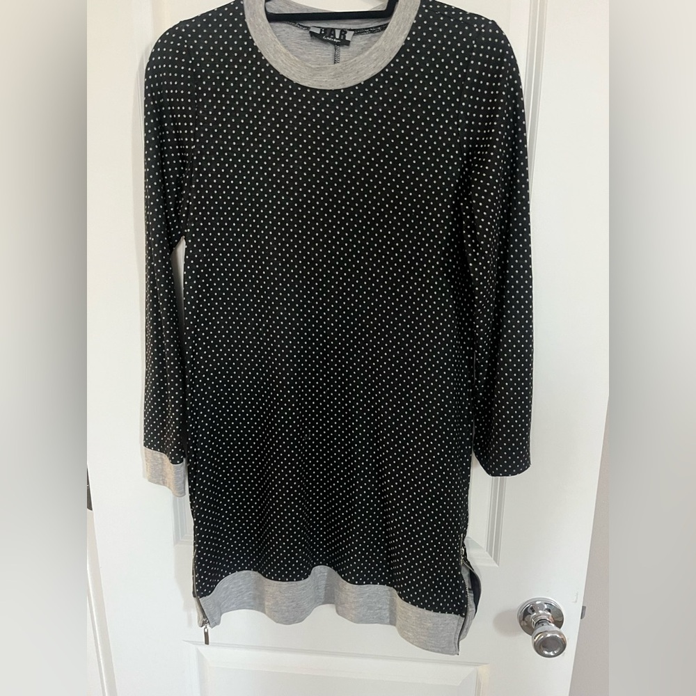 Bar III Black and Gray Long Sleeve Dress